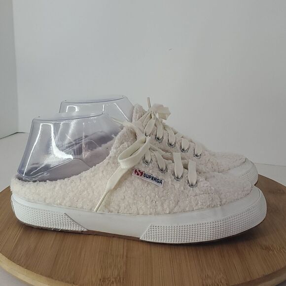 Superga Slip on Shearling Mule Sneaker Cream Women's Size EU 36 - Picture 1 of 10